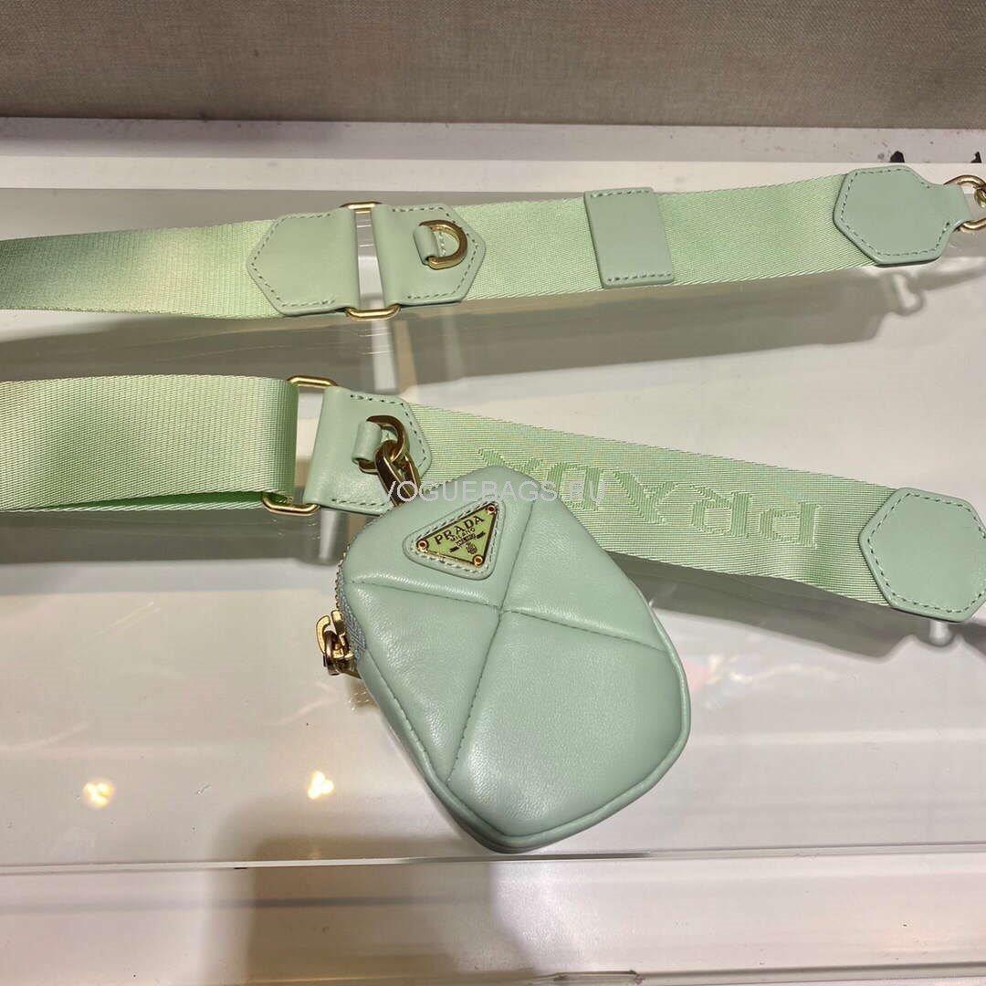 Prada 1BC151 Prada Padded Calfskin Shoulder Bag in Green