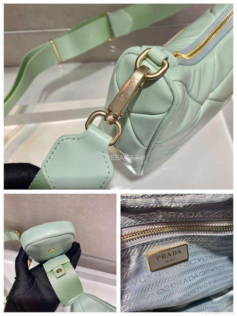 Prada 1BC151 Prada Padded Calfskin Shoulder Bag in Green