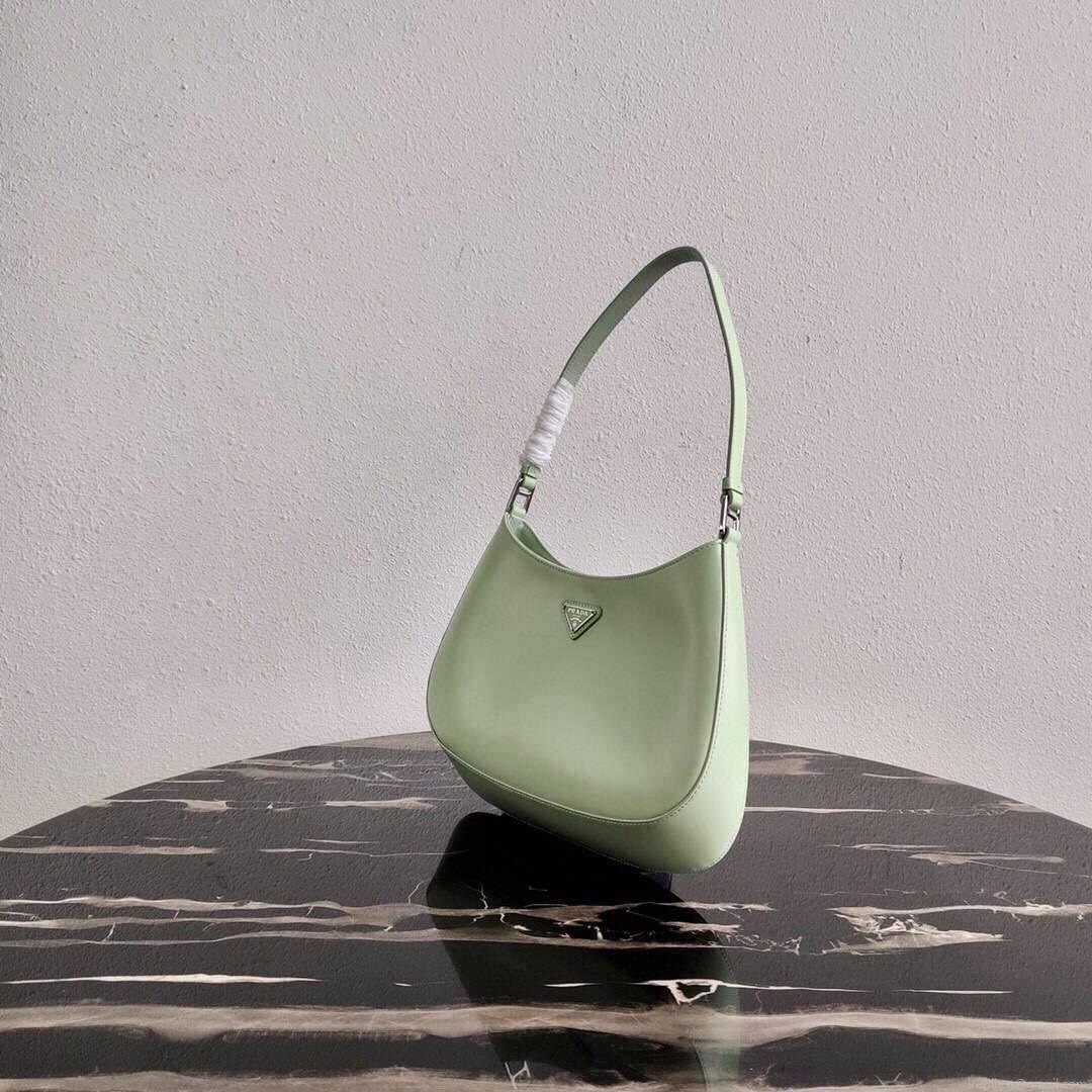 Prada 1BC499 Prada Cleo Brushed Leather Shoulder Bag in Green