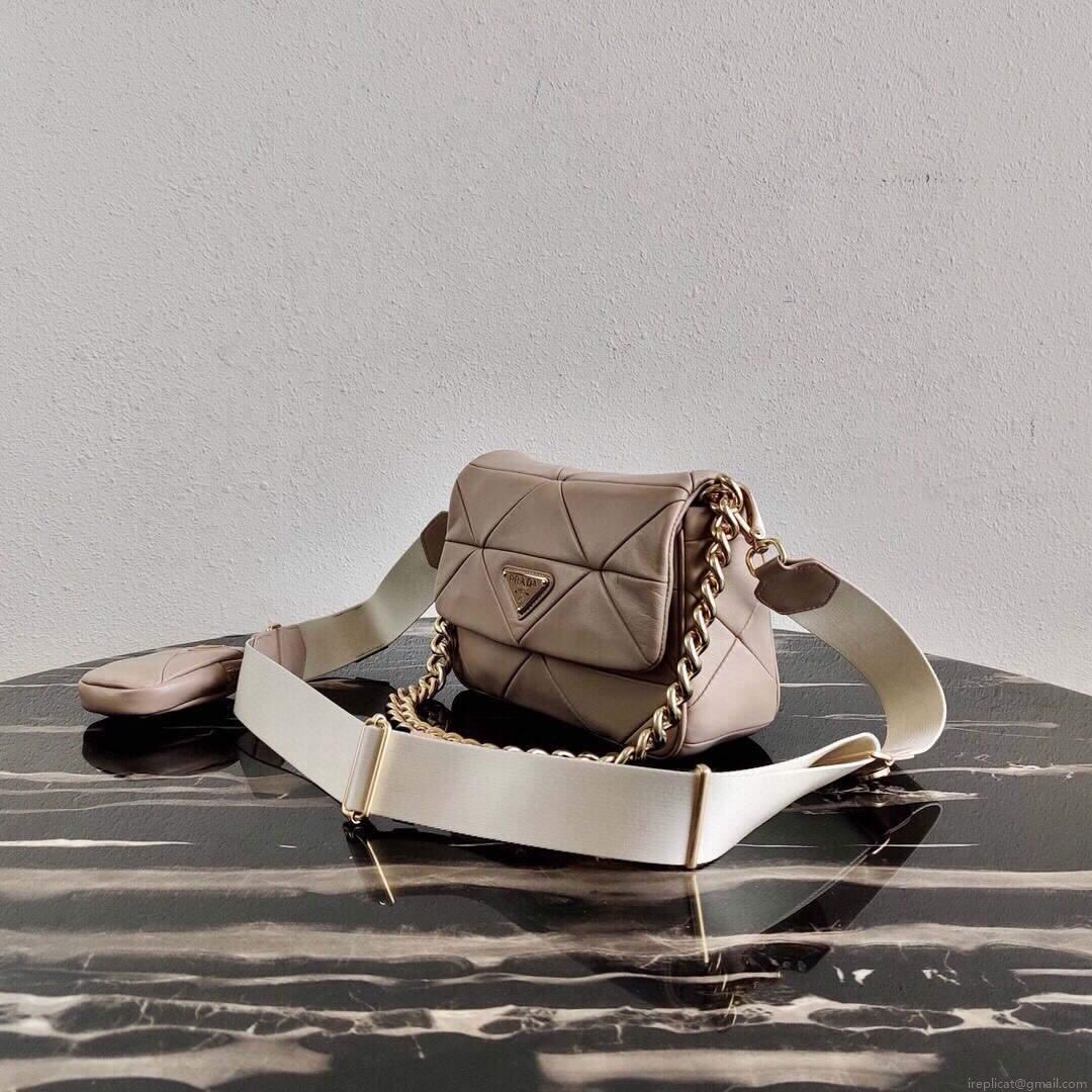 Prada 1BD292 Prada System nappa leather patchwork Bag Apricot