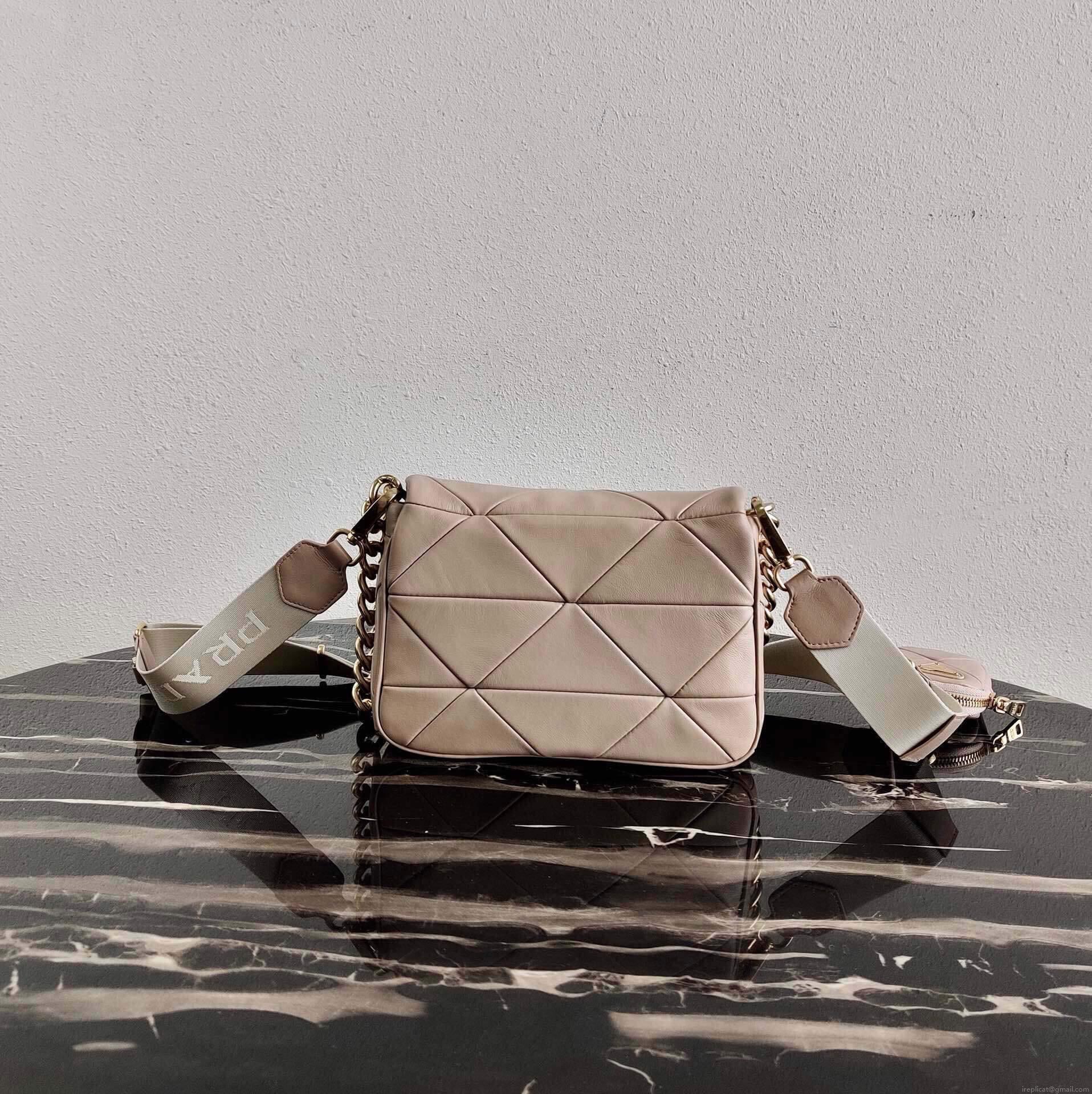 Prada 1BD292 Prada System nappa leather patchwork Bag Apricot
