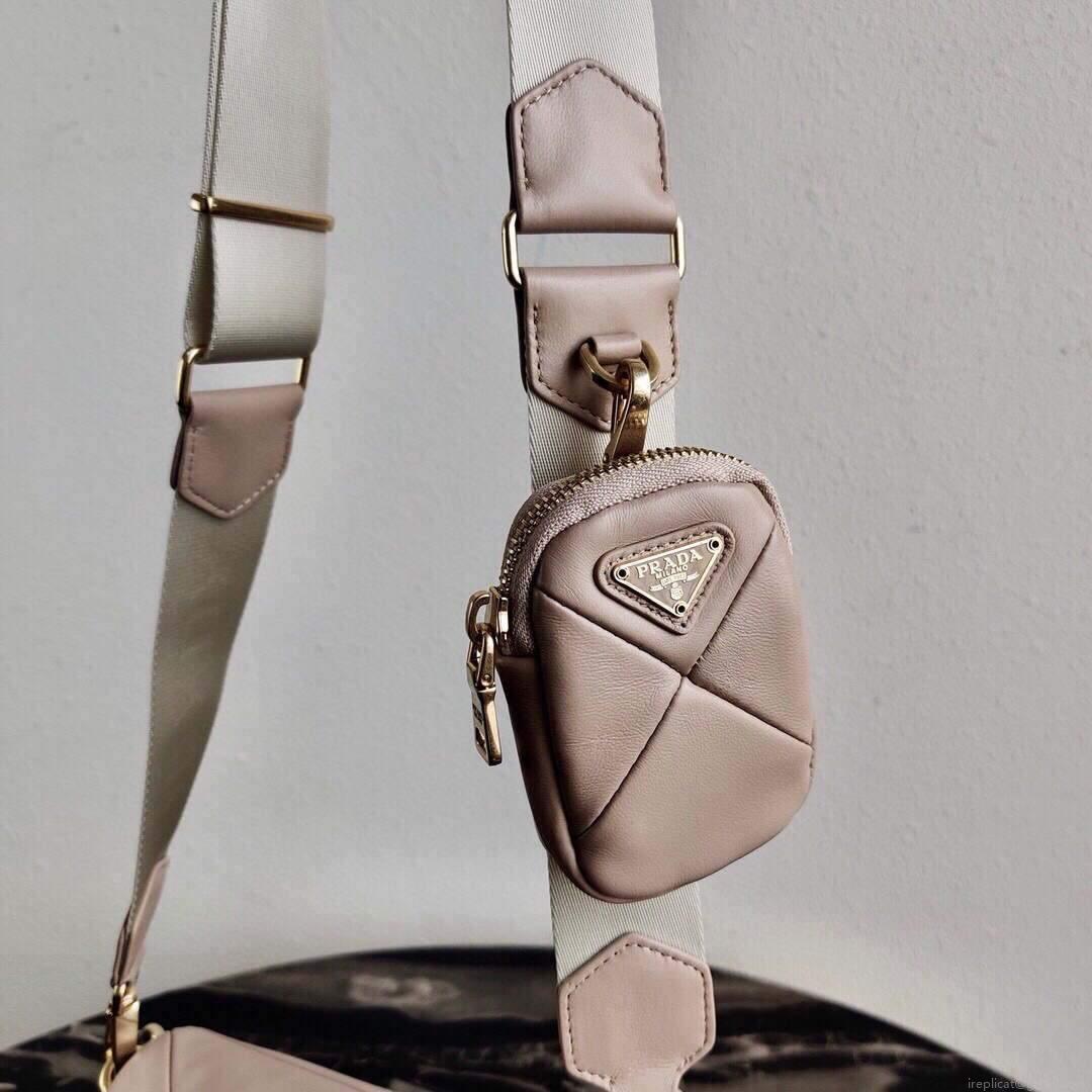 Prada 1BD292 Prada System nappa leather patchwork Bag Apricot