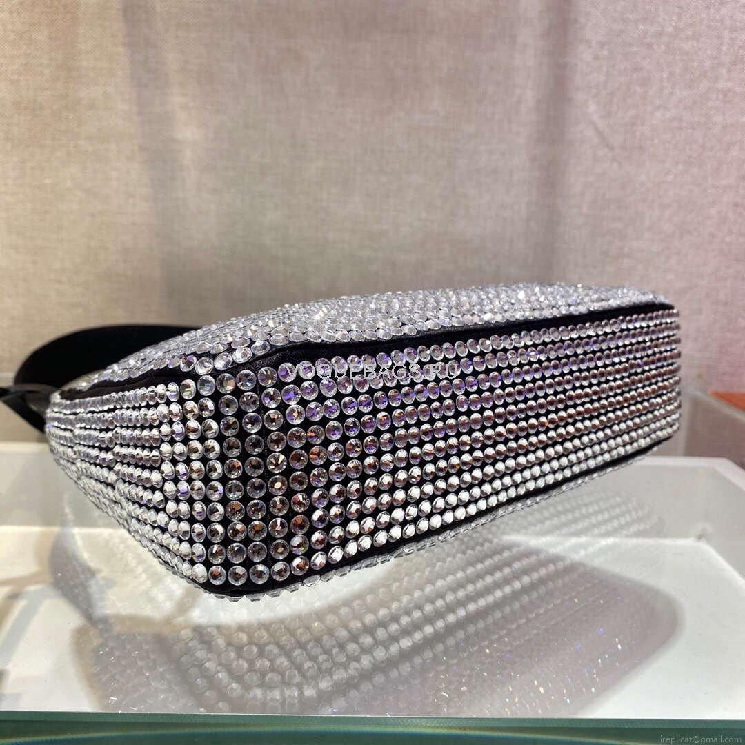 Prada 1NE515 Prada Hobo Diamond Mini Shoulder Bag Sliver