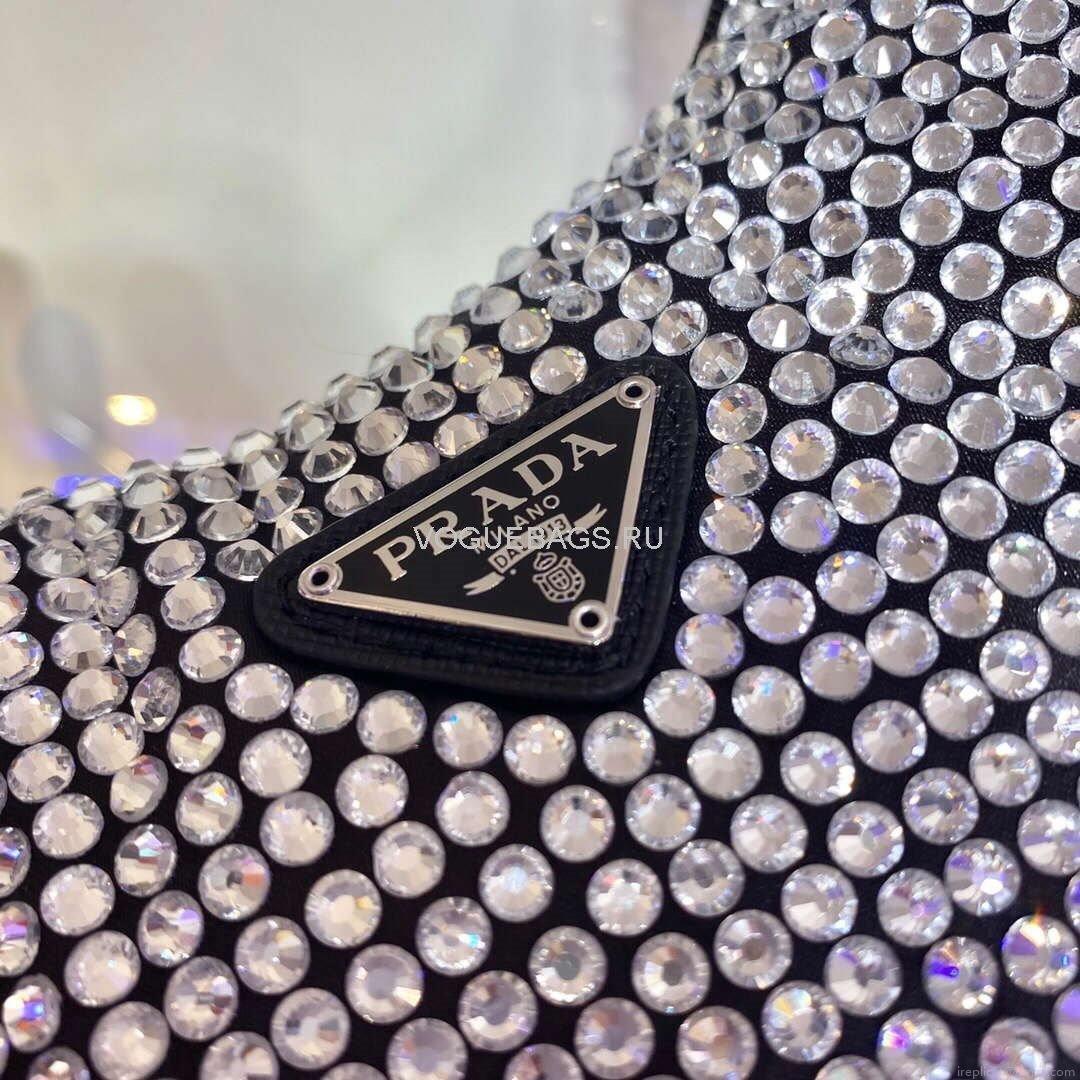 Prada 1NE515 Prada Hobo Diamond Mini Shoulder Bag Sliver
