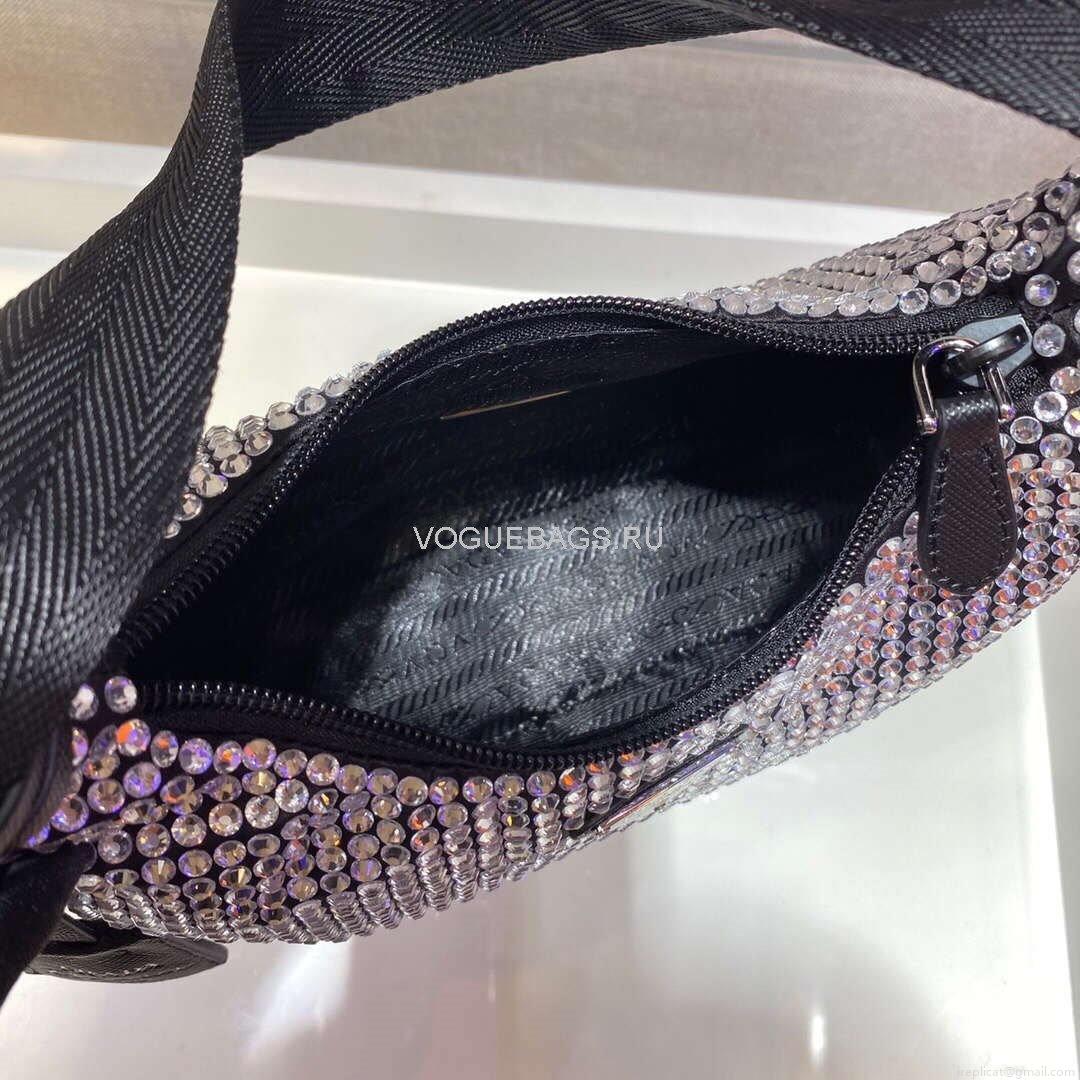 Prada 1NE515 Prada Hobo Diamond Mini Shoulder Bag Sliver
