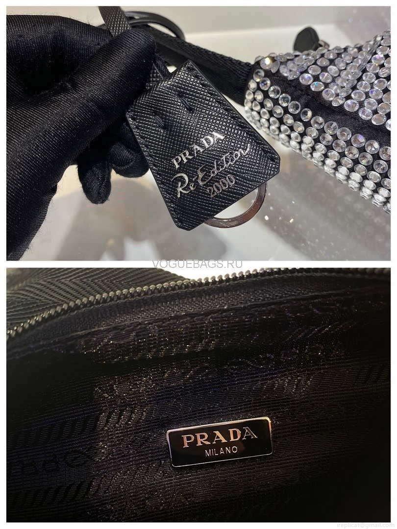 Prada 1NE515 Prada Hobo Diamond Mini Shoulder Bag Sliver