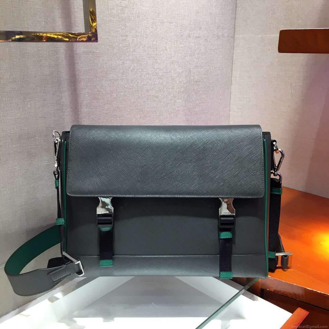 Prada 2VD018 Shoulder Bag Men Black and Green