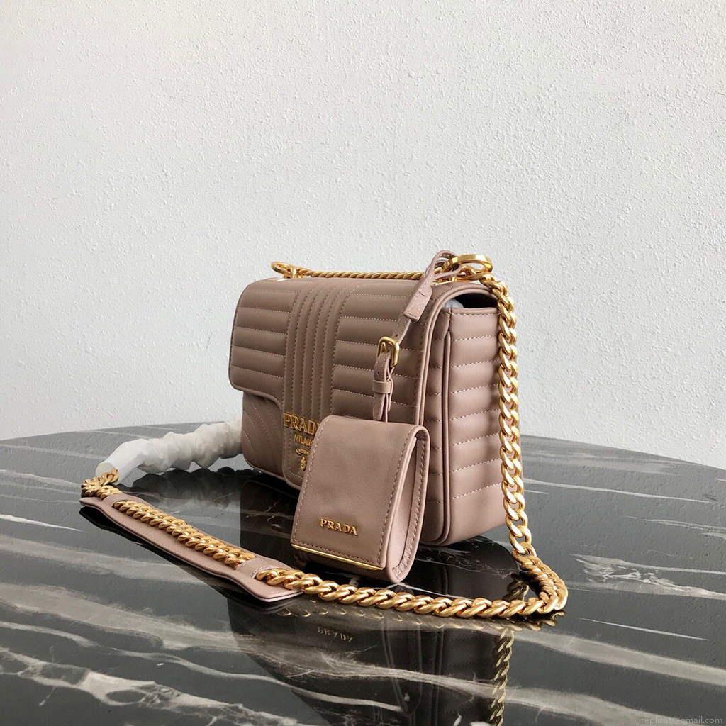 Prada 1BD108 Medium Leather Prada Diagramme Bag Apricot
