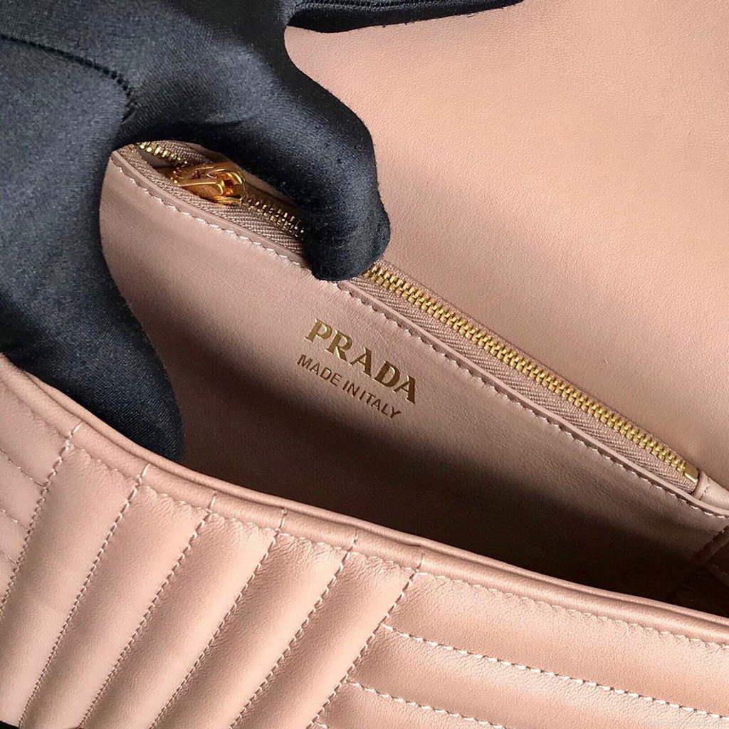 Prada 1BD108 Medium Leather Prada Diagramme Bag Apricot