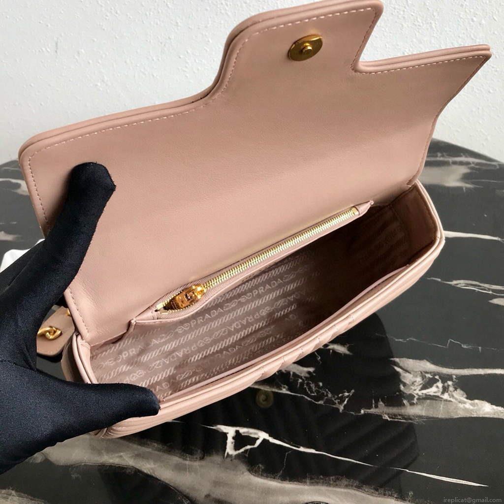 Prada 1BD108 Medium Leather Prada Diagramme Bag Apricot