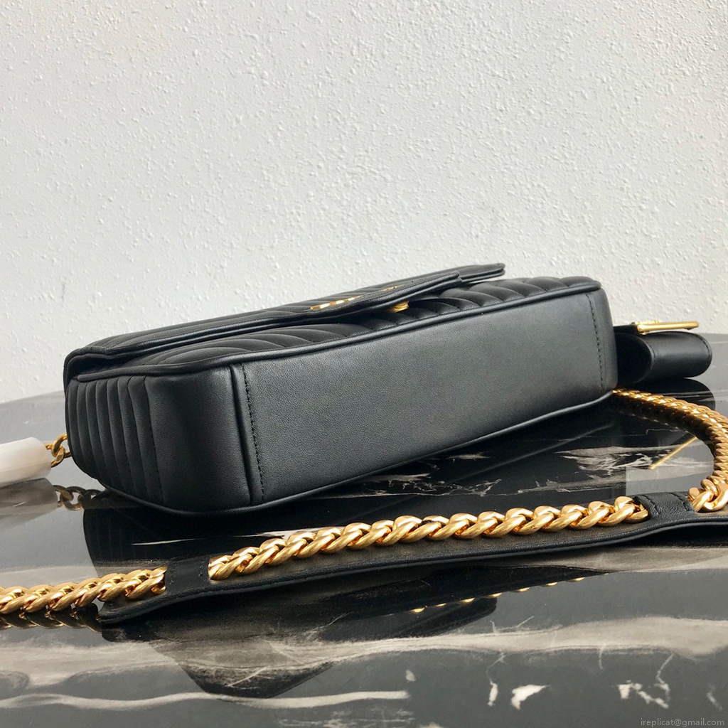 Prada 1BD108 Medium Leather Prada Diagramme Bag Black