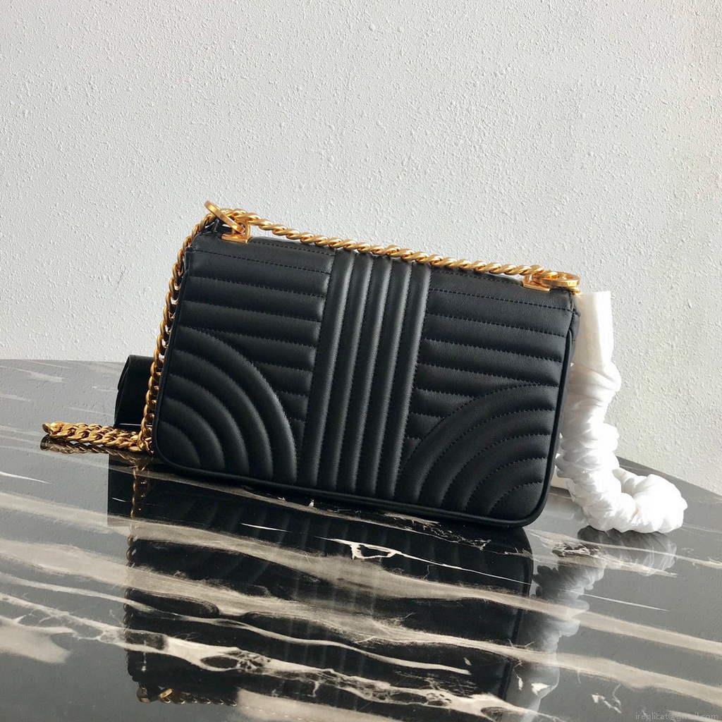 Prada 1BD108 Medium Leather Prada Diagramme Bag Black