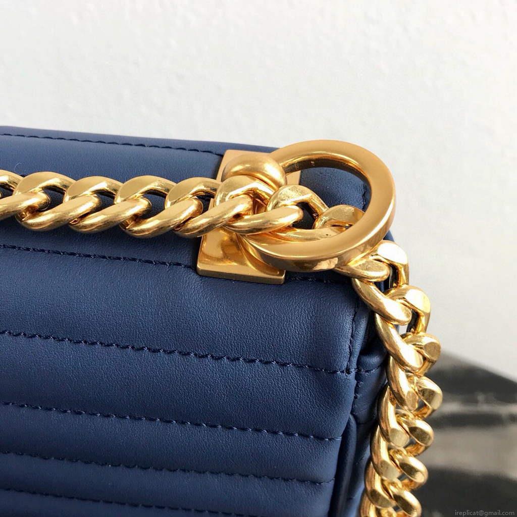 Prada 1BD108 Medium Leather Prada Diagramme Bag Blue