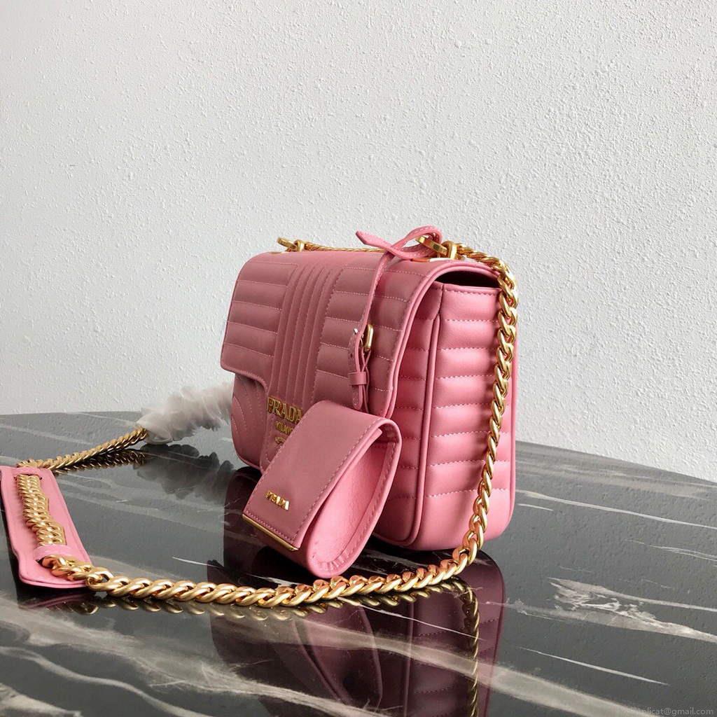 Prada 1BD108 Medium Leather Prada Diagramme Bag Pink