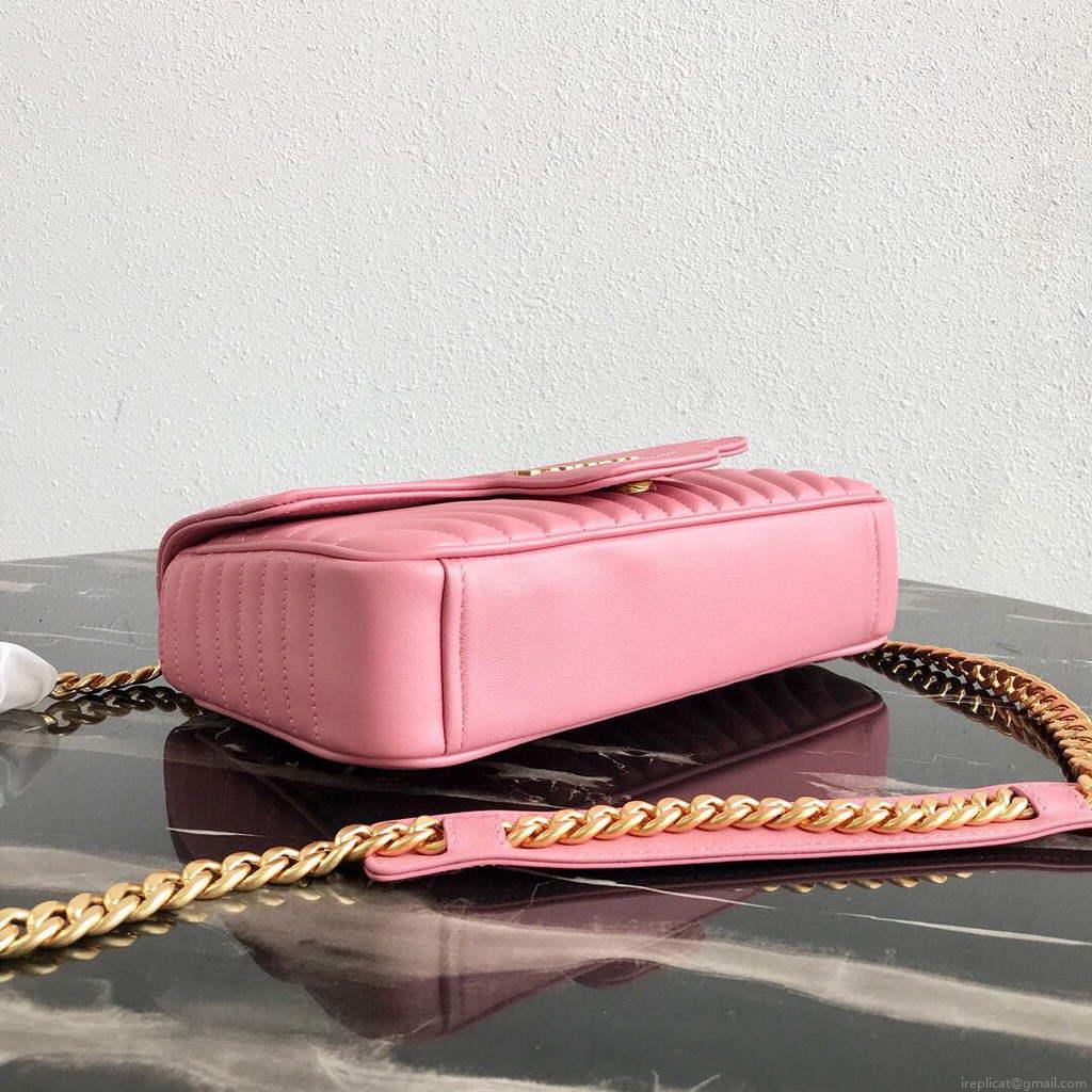 Prada 1BD108 Medium Leather Prada Diagramme Bag Pink