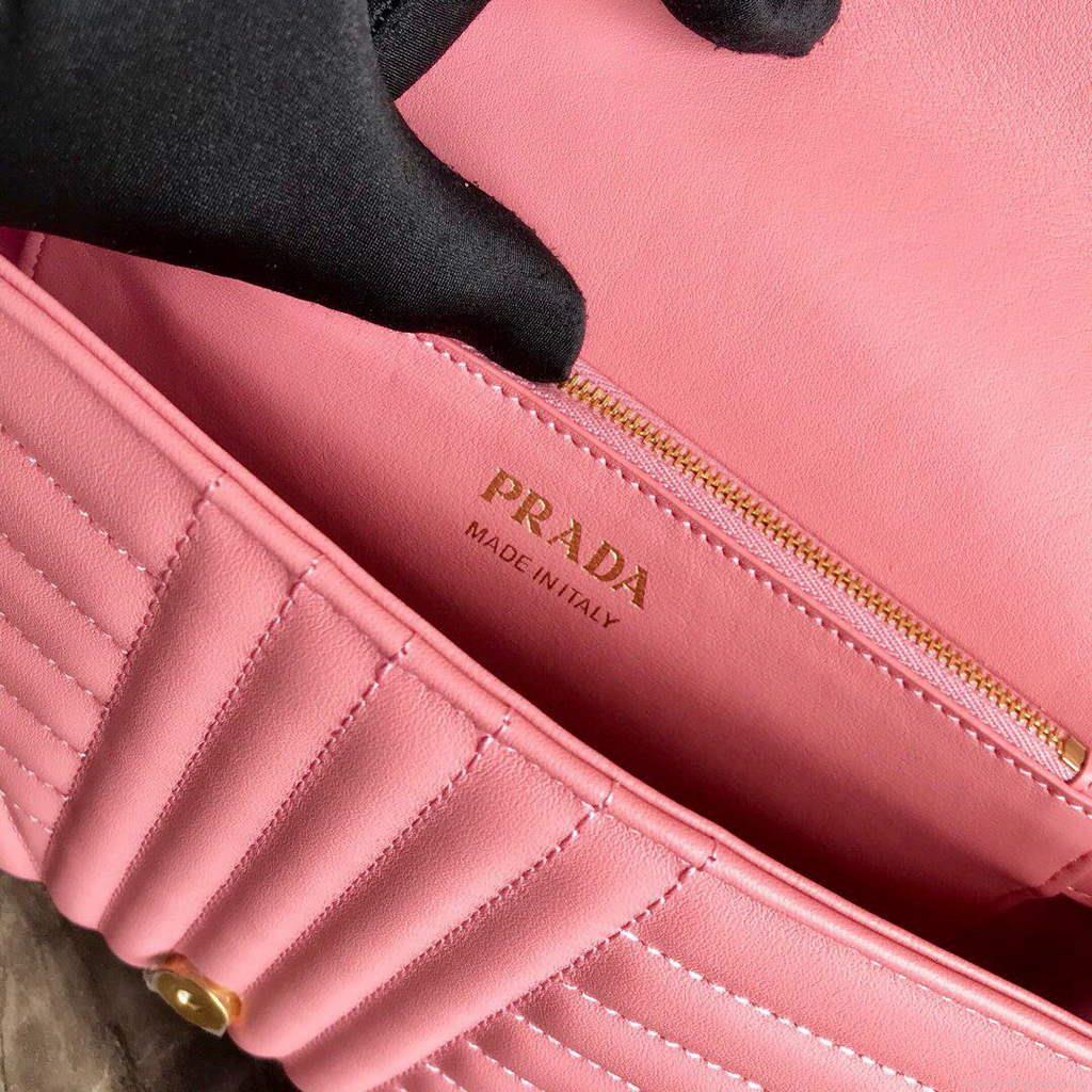 Prada 1BD108 Medium Leather Prada Diagramme Bag Pink