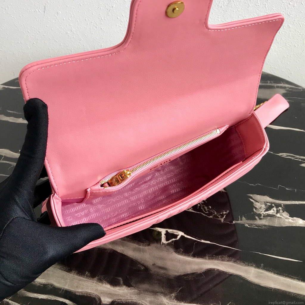 Prada 1BD108 Medium Leather Prada Diagramme Bag Pink