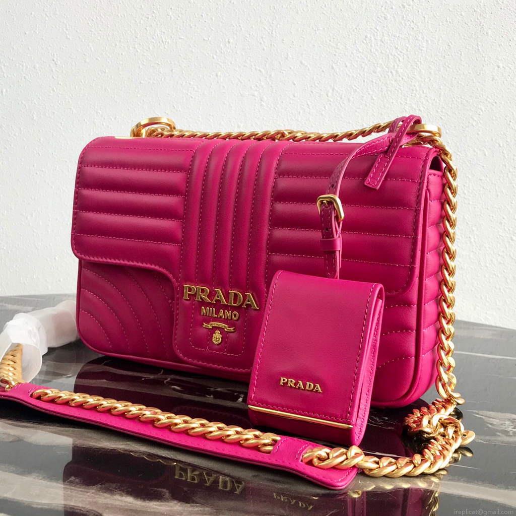 Prada 1BD108 Medium Leather Prada Diagramme Bag Plum