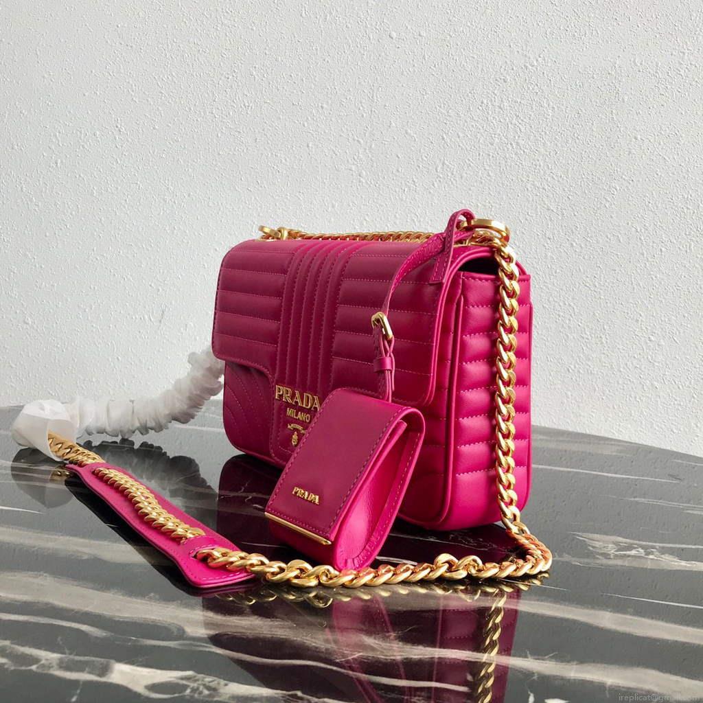 Prada 1BD108 Medium Leather Prada Diagramme Bag Plum