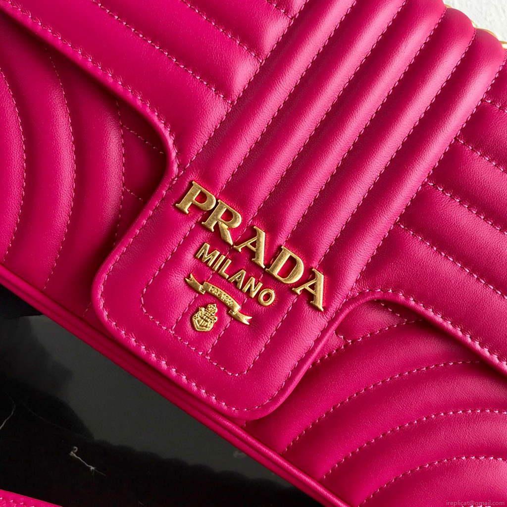 Prada 1BD108 Medium Leather Prada Diagramme Bag Plum