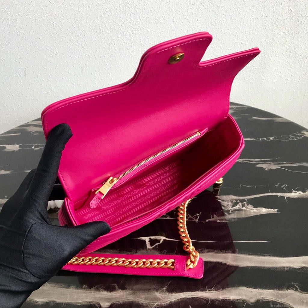 Prada 1BD108 Medium Leather Prada Diagramme Bag Plum