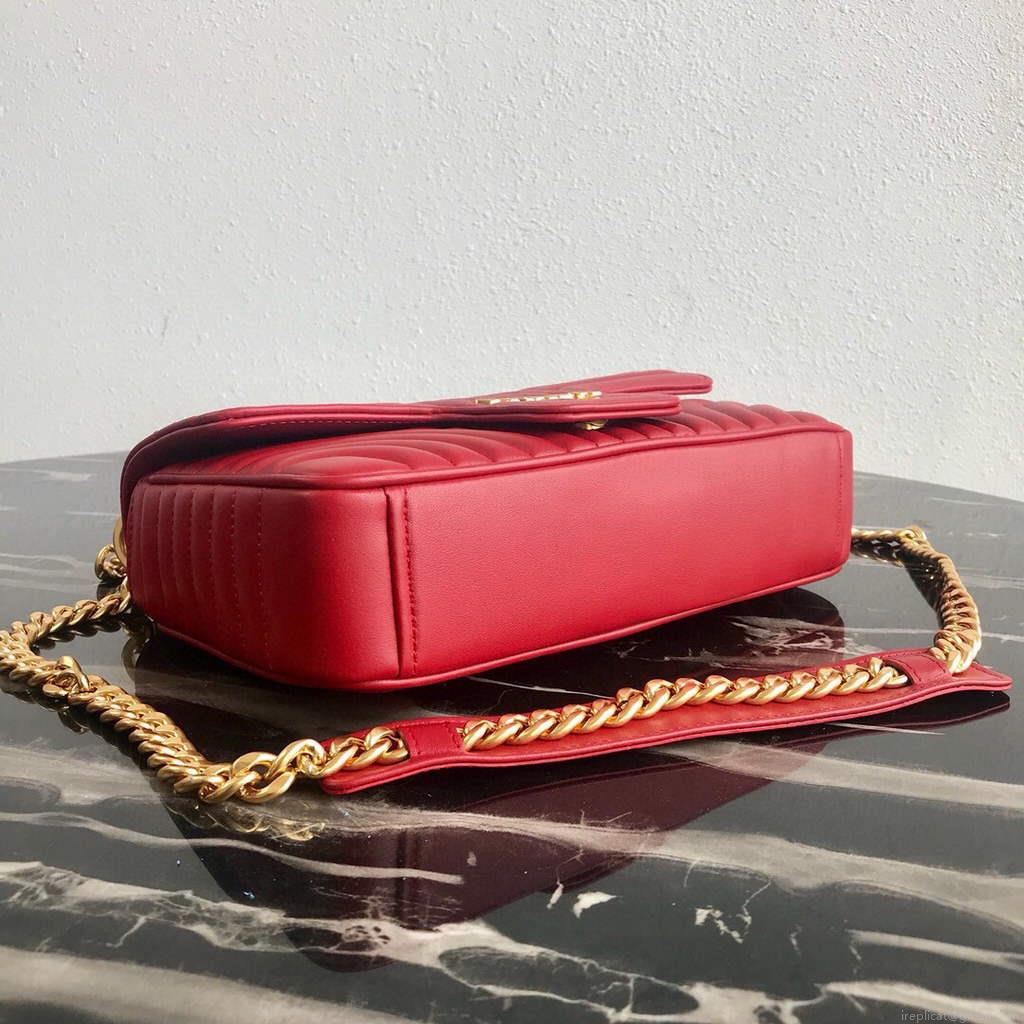 Prada 1BD108 Medium Leather Prada Diagramme Bag Red