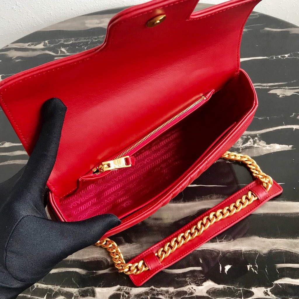 Prada 1BD108 Medium Leather Prada Diagramme Bag Red