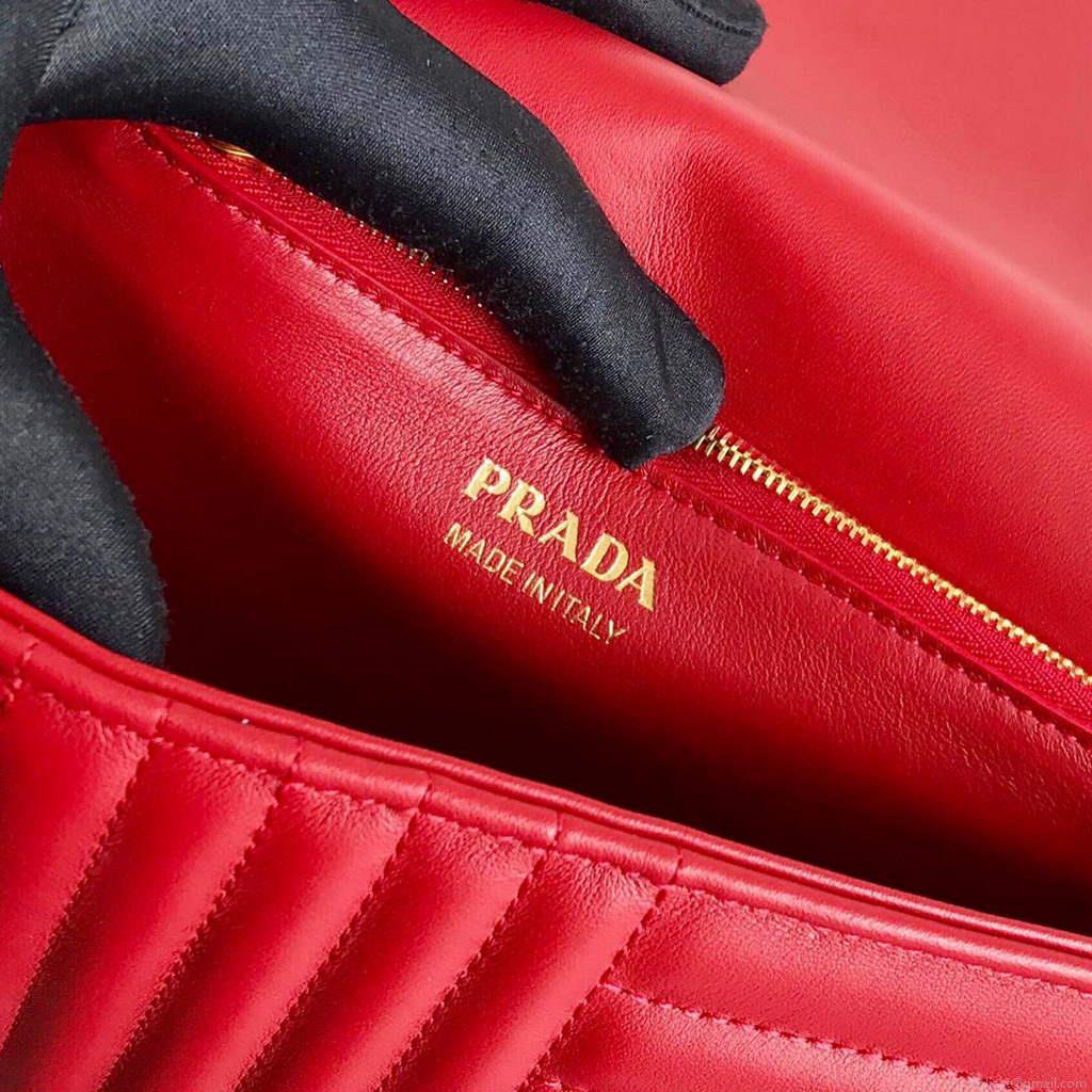 Prada 1BD108 Medium Leather Prada Diagramme Bag Red