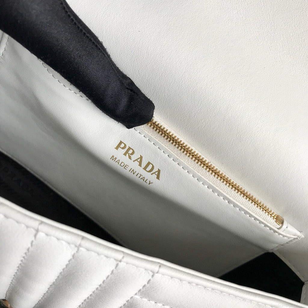 Prada 1BD108 Medium Leather Prada Diagramme Bag White