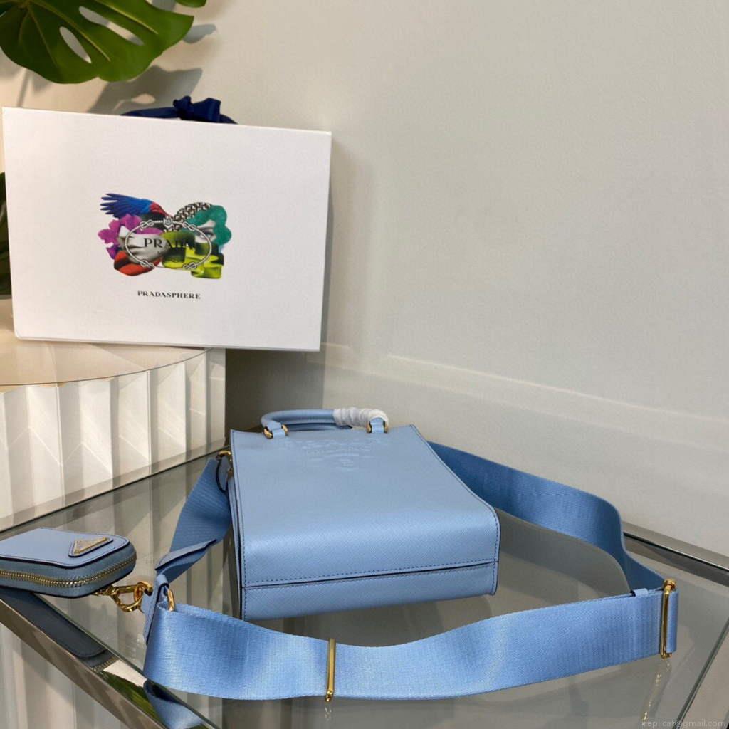 Prada 1BA333 Small Saffiano leather handbag Blue
