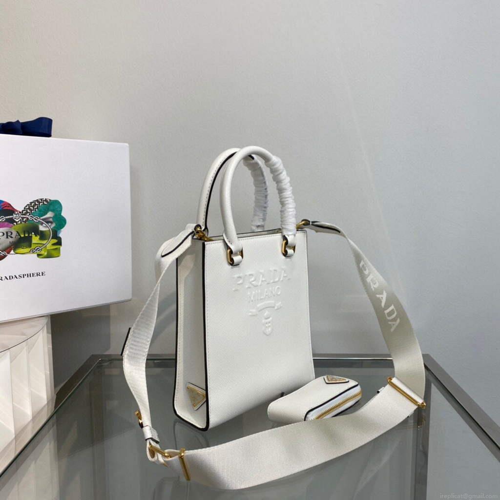Prada 1BA333 Small Saffiano leather handbag White