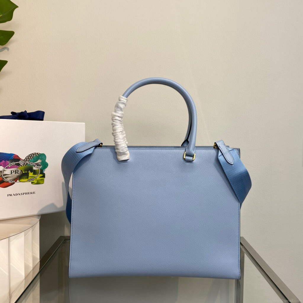 Prada 1BA335 Large Saffiano leather handbag Blue