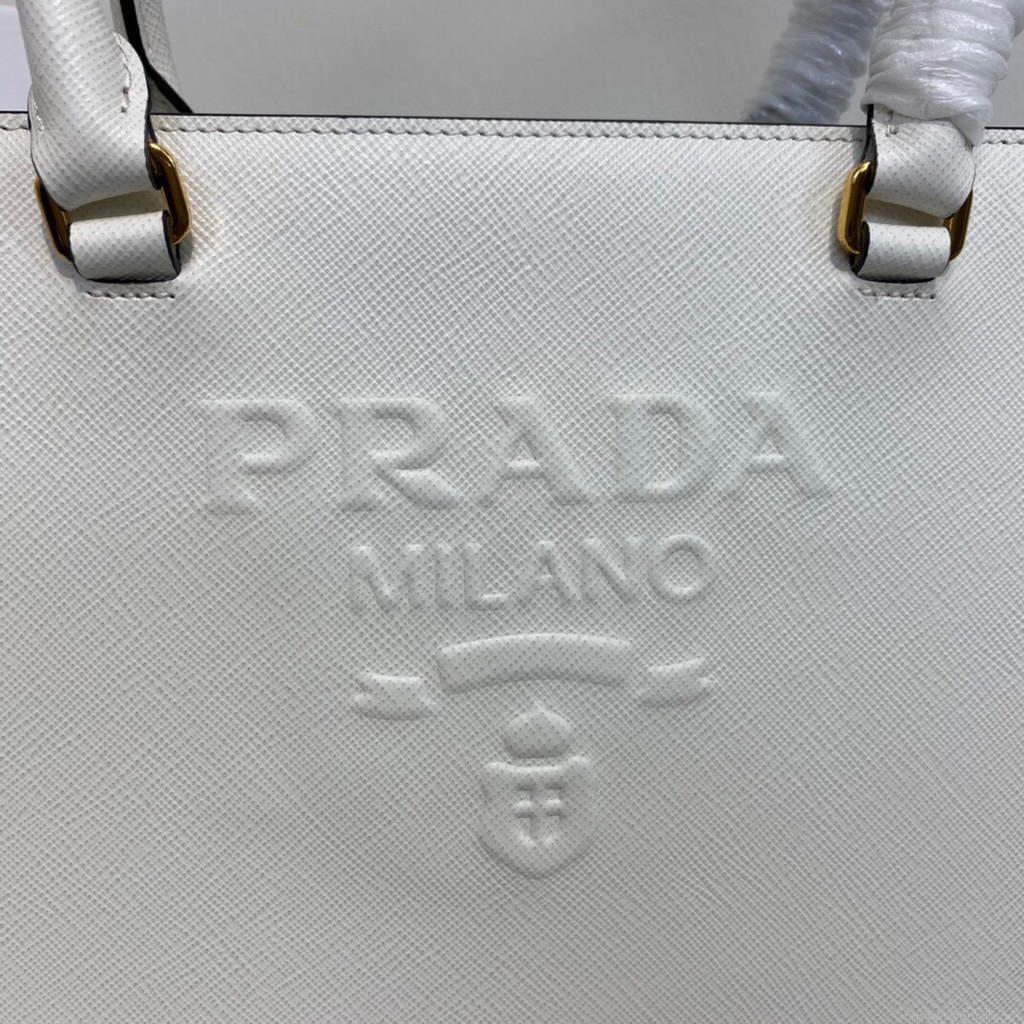 Prada 1BA335 Large Saffiano leather handbag White