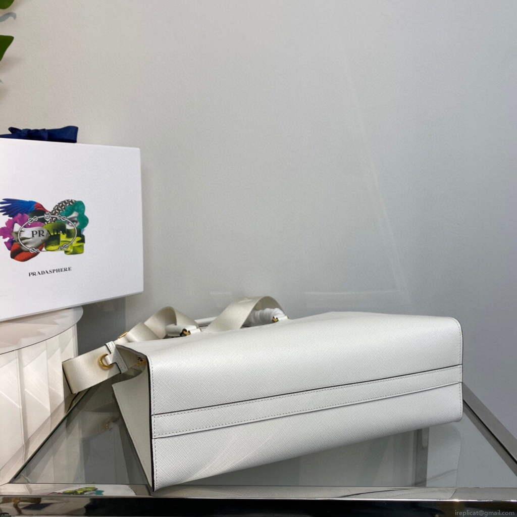 Prada 1BA335 Large Saffiano leather handbag White