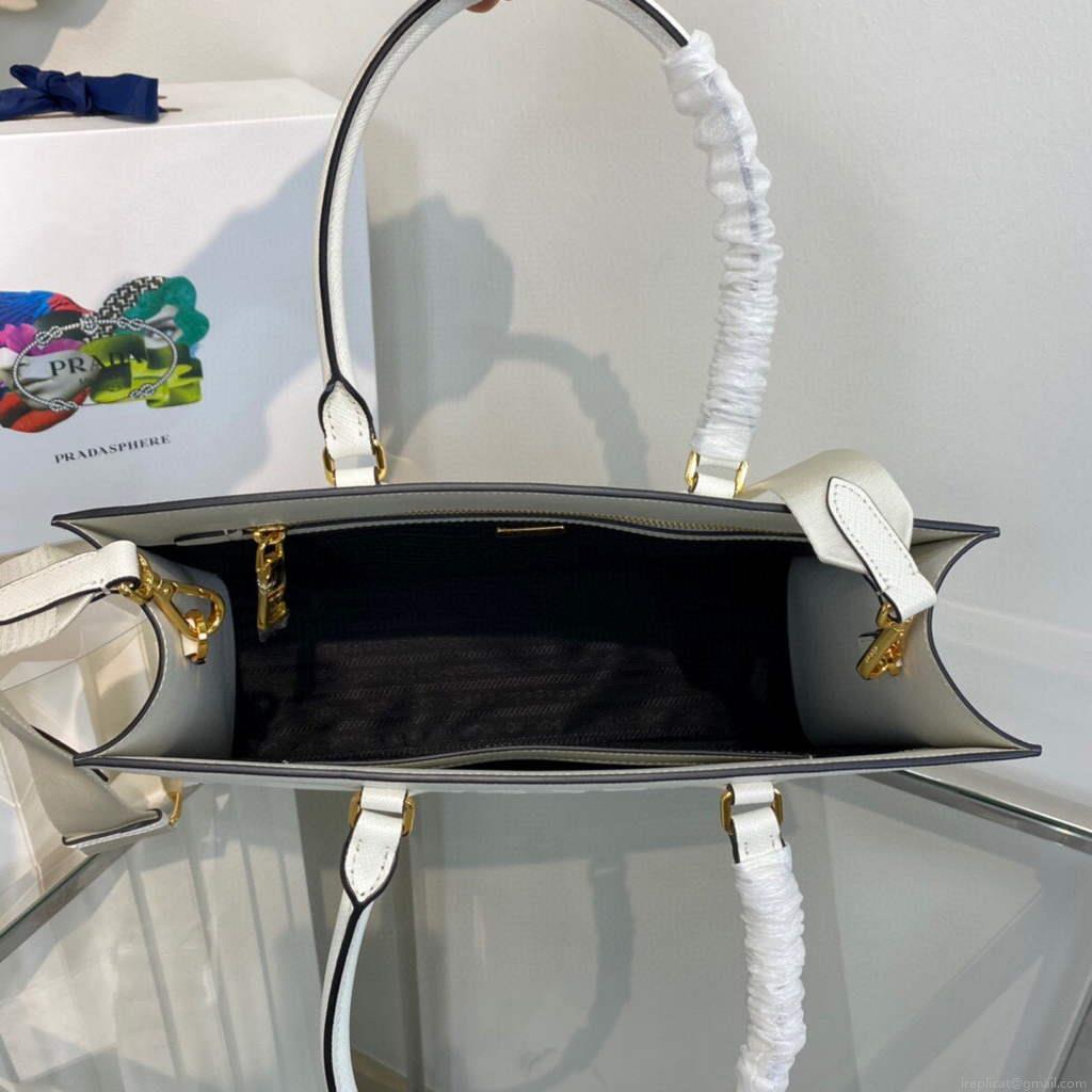 Prada 1BA335 Large Saffiano leather handbag White