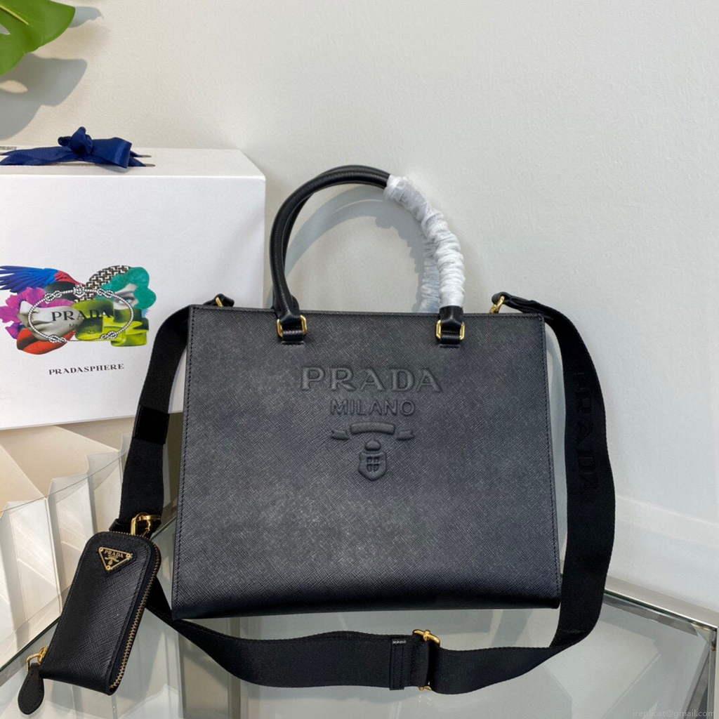 Prada 1BA337 Medium Saffiano leather handbag Black