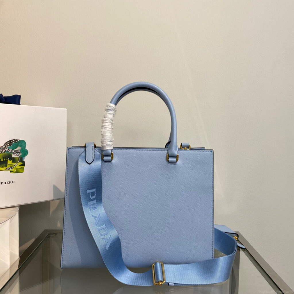 Prada 1BA337 Medium Saffiano leather handbag Blue