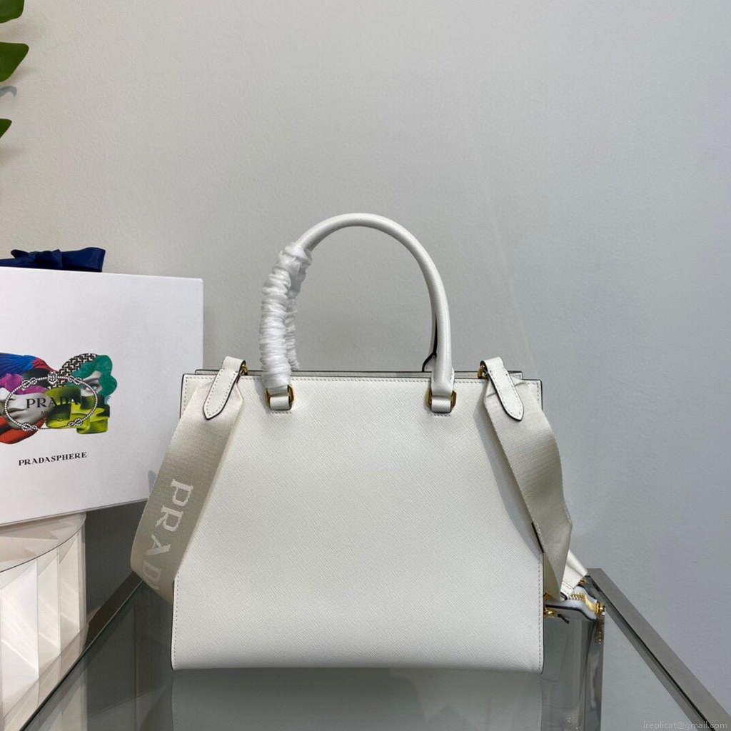 Prada 1BA337 Medium Saffiano leather handbag White