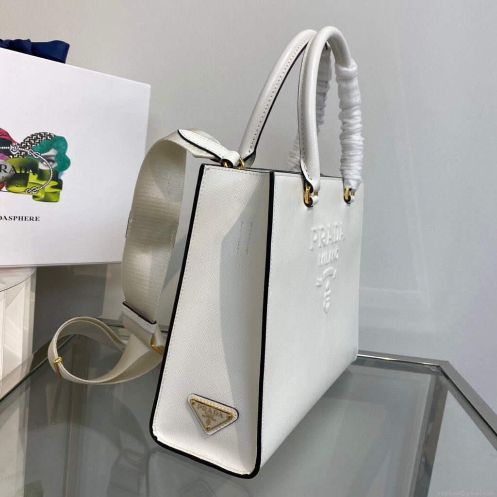 Prada 1BA337 Medium Saffiano leather handbag White