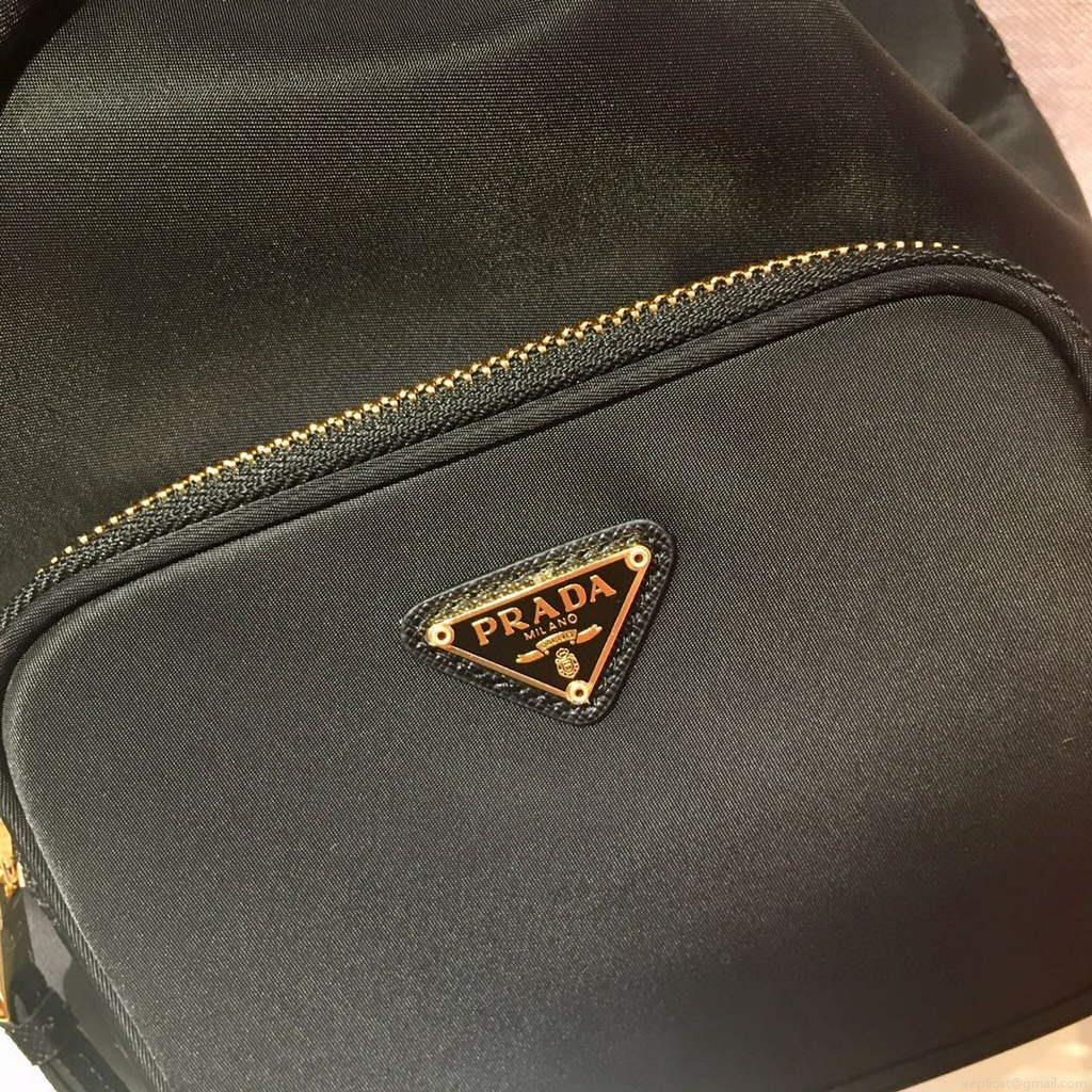 Prada 1BH097 Bucket Jacquard Logo Convertible Medium black