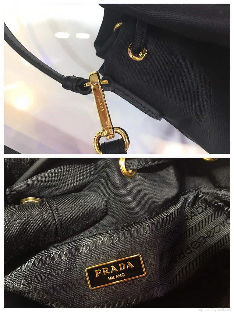 Prada 1BH097 Bucket Jacquard Logo Convertible Medium black