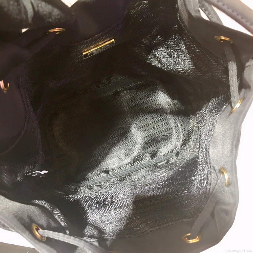 Prada 1BH097 Bucket Jacquard Logo Convertible Medium black