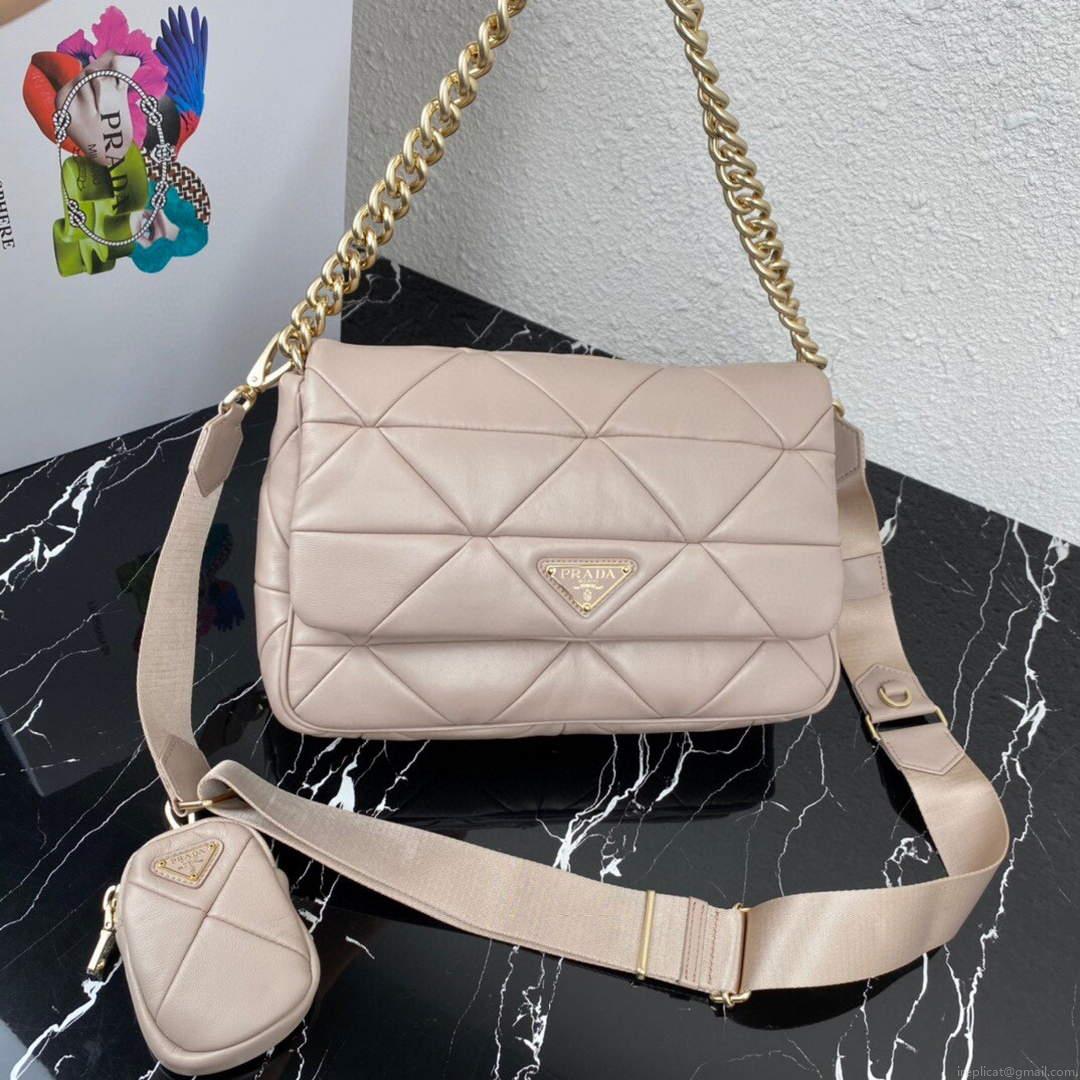 Prada 1BD291 Prada System nappa leather patchwork bag Apricot