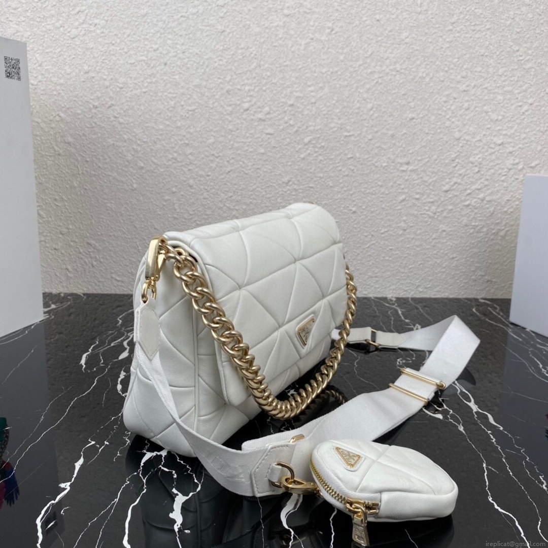 Prada 1BD291 Prada System nappa leather patchwork bag White