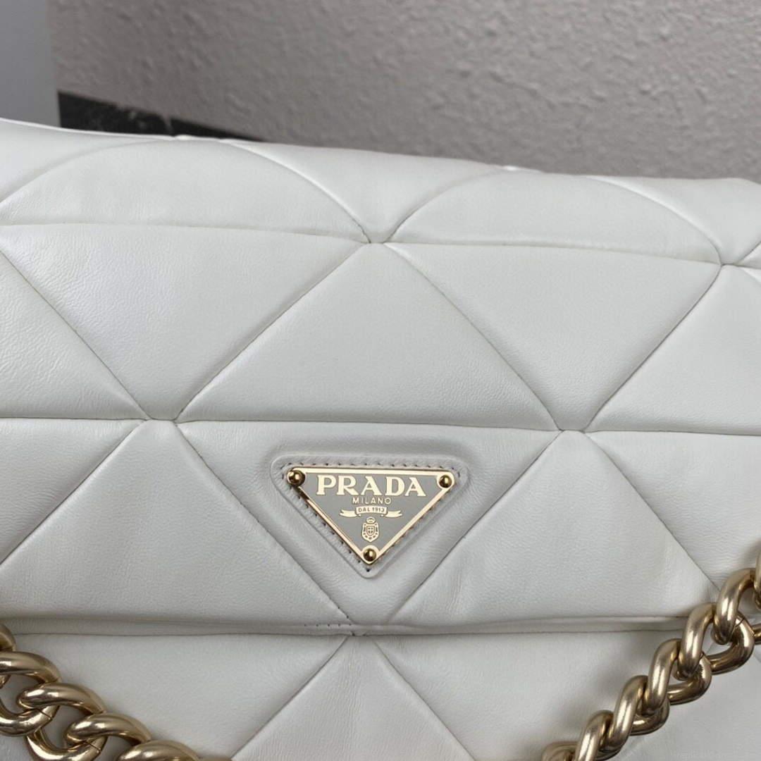 Prada 1BD291 Prada System nappa leather patchwork bag White