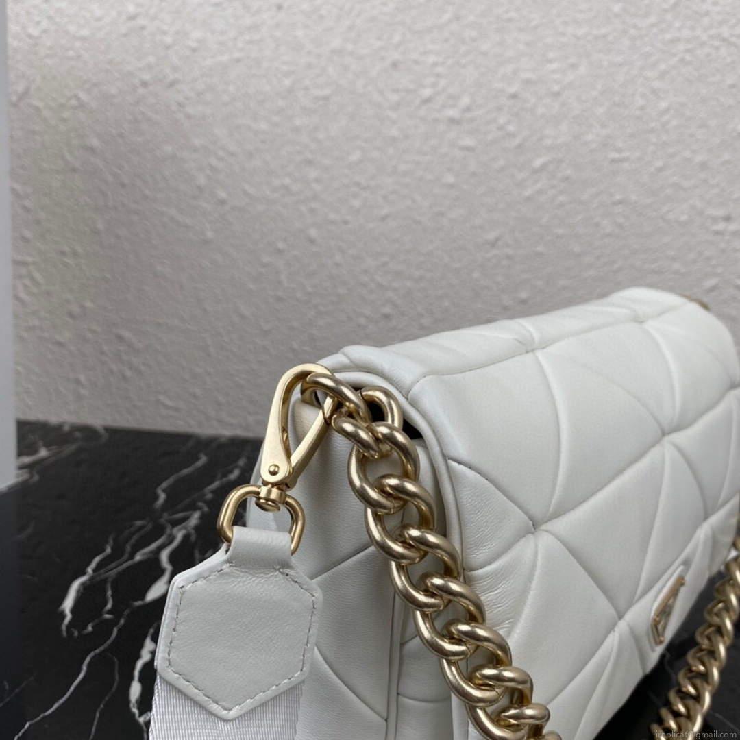 Prada 1BD291 Prada System nappa leather patchwork bag White