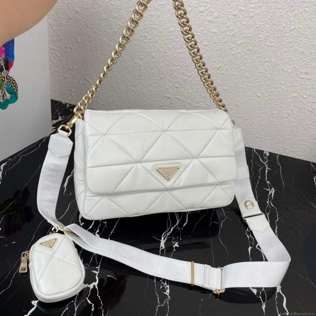 Prada 1BD291 Prada System nappa leather patchwork bag White