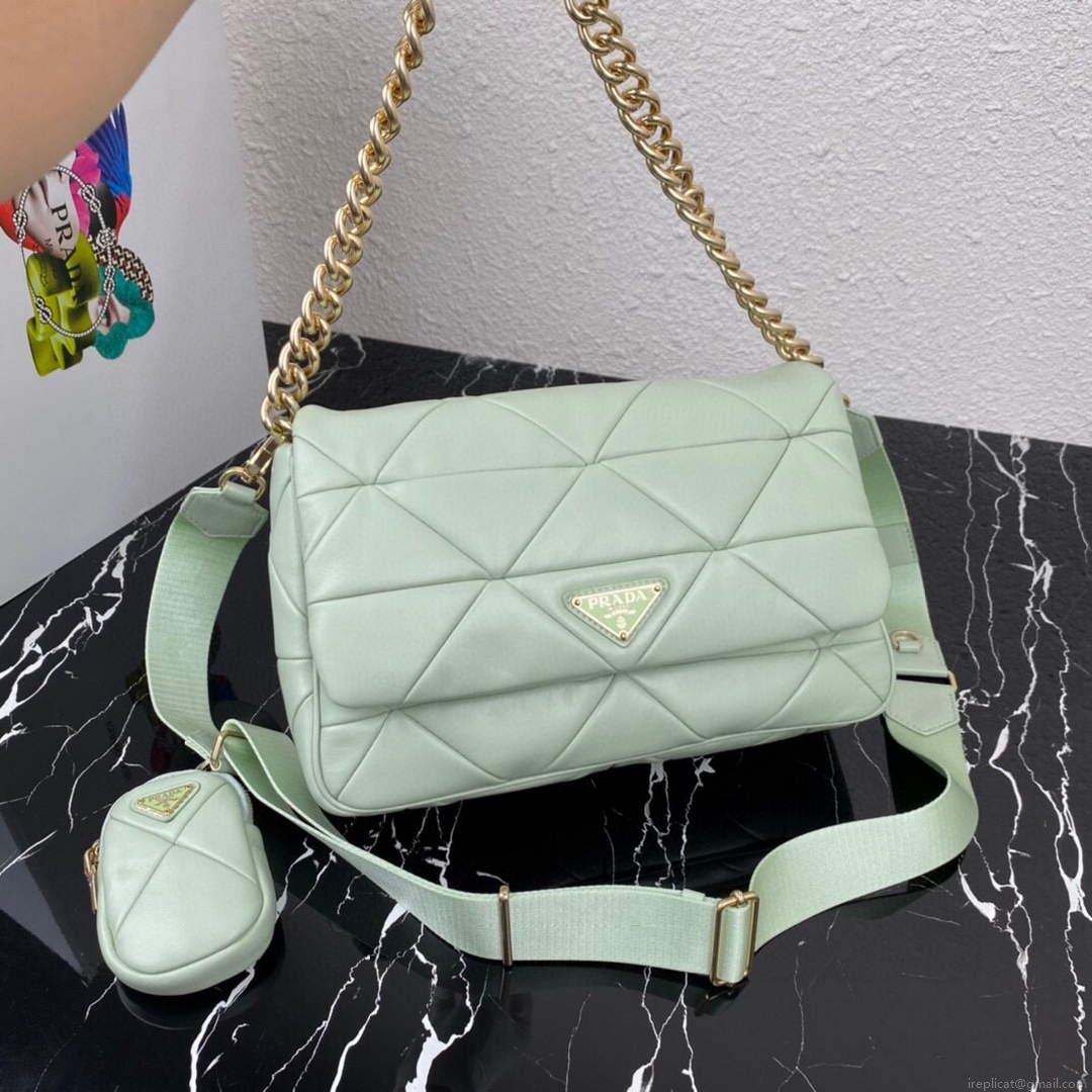 Prada 1BD291 Prada System nappa leather patchwork bag Light Green