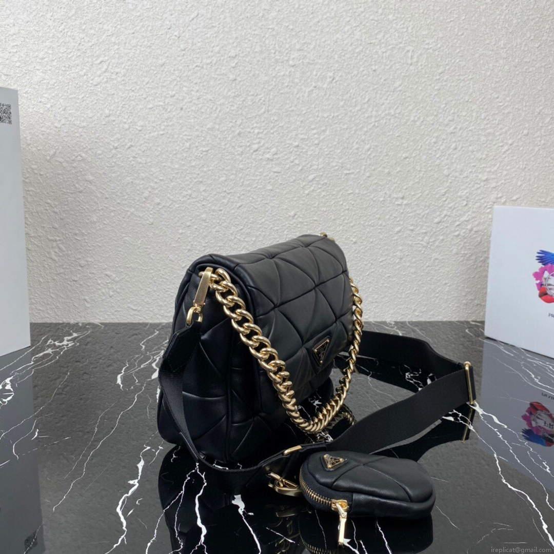 Prada 1BD291 Prada System nappa leather patchwork bag Black