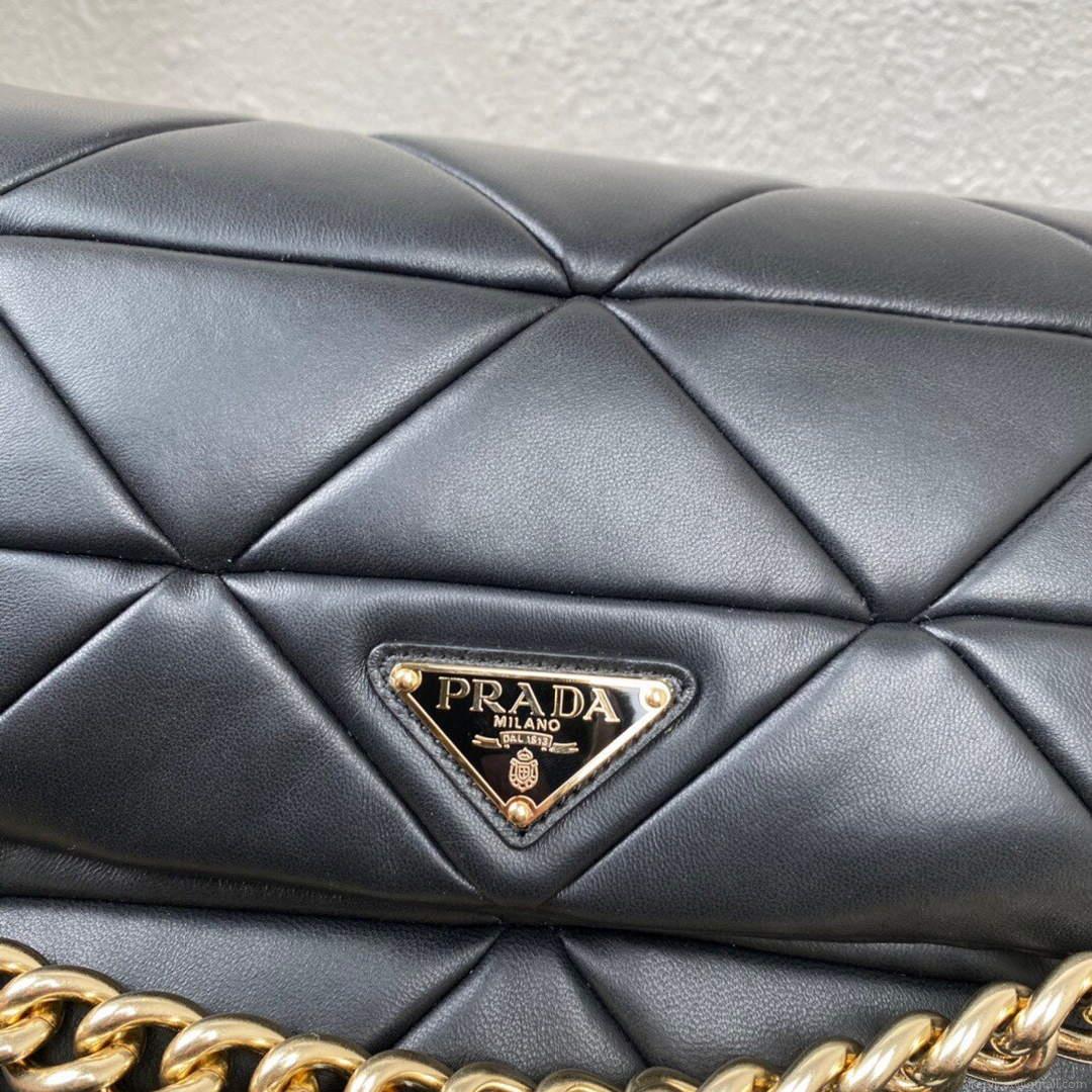 Prada 1BD291 Prada System nappa leather patchwork bag Black